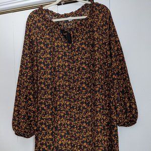 Boho swingy floral mini dress